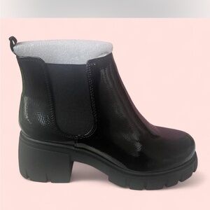 Soda Glossy Black Ankle Booties
